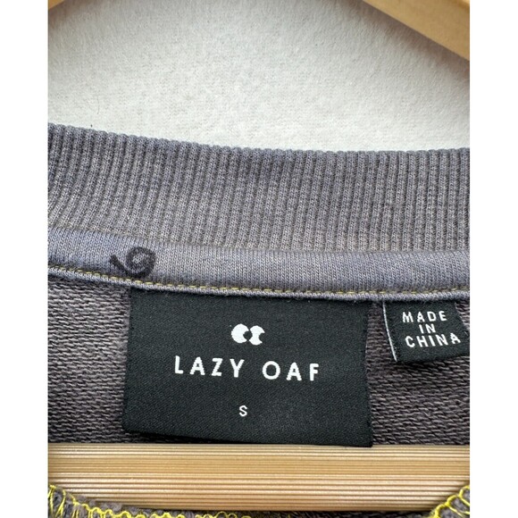 Lazy Oaf Banana Lounge Set Size S Gray 2 Piece Sweatshirt Pants Cropped Pockets - Picture 10 of 13
